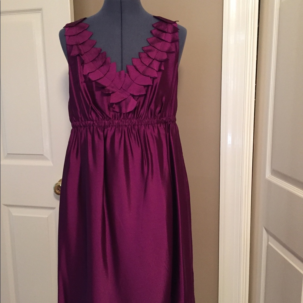 Loft 10 jewel purple dress silky semi formal